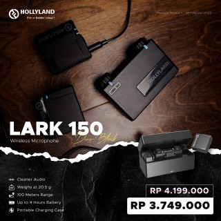 Hollyland Lark 150 Clipon Wireless Microphone System Original - hitam